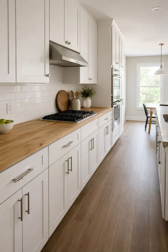 32 Best Small Galley Kitchen Remodel Ideas to Maximize Space 1 Paint Cabinets in a Light, Neutral Color