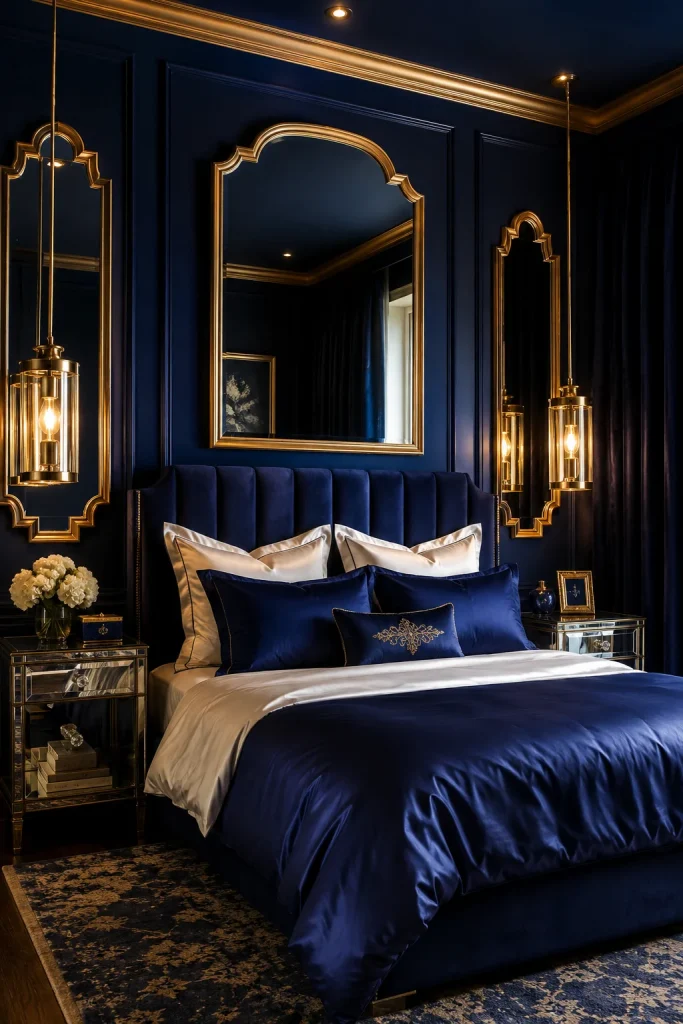 Jewel-Toned Bedroom in Deep Sapphire