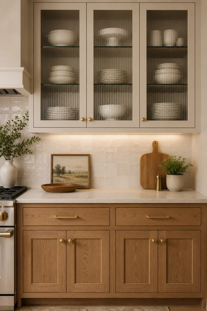 32 Best Small Galley Kitchen Remodel Ideas to Maximize Space 10 Replace Solid Cabinet Doors with Glass Fronts