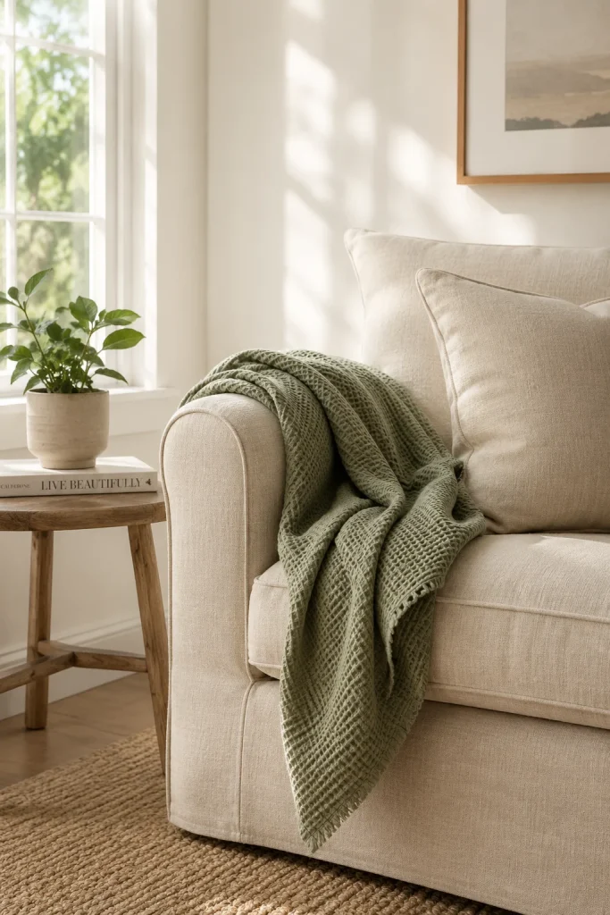 32 Spring Home Decor Ideas for a Fresh Stylish Seasonal Look 11 Add Colour with a Throw Blanket
