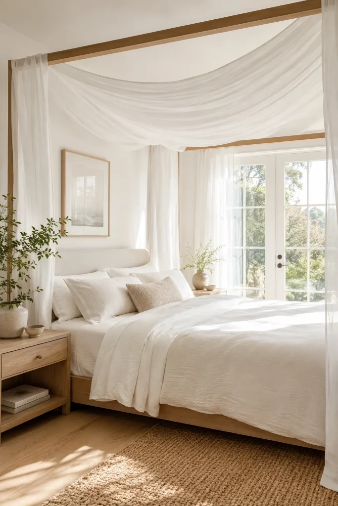 Try a Canopy Bed with Light Fabric