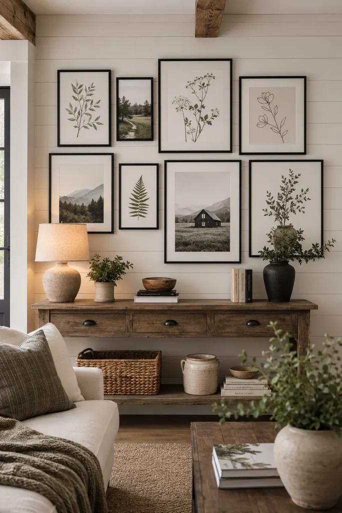 Vintage-Style Gallery Wall with Black Frames