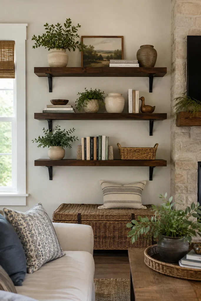 Open Shelving with Thoughtful Farmhouse Styling