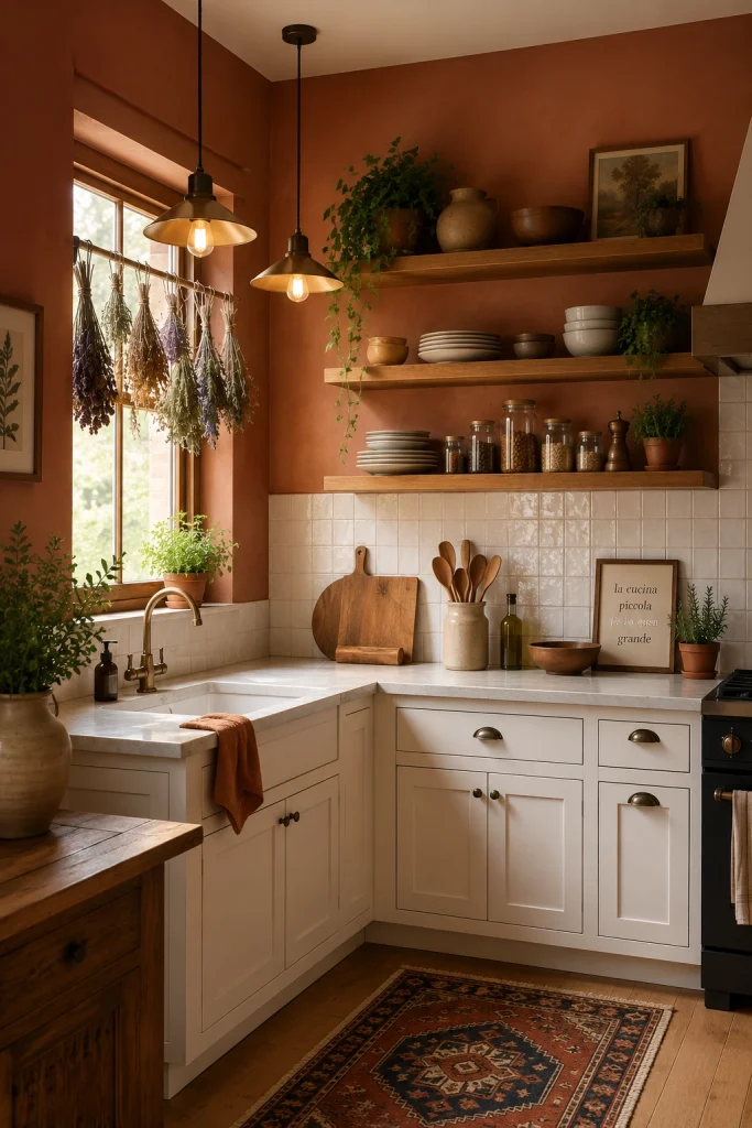 32 Best Small Galley Kitchen Remodel Ideas to Maximize Space 13 Paint the Walls a Warm Accent Color