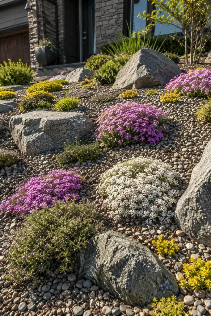 Rock Garden with Flowering Groundcovers and Alpines