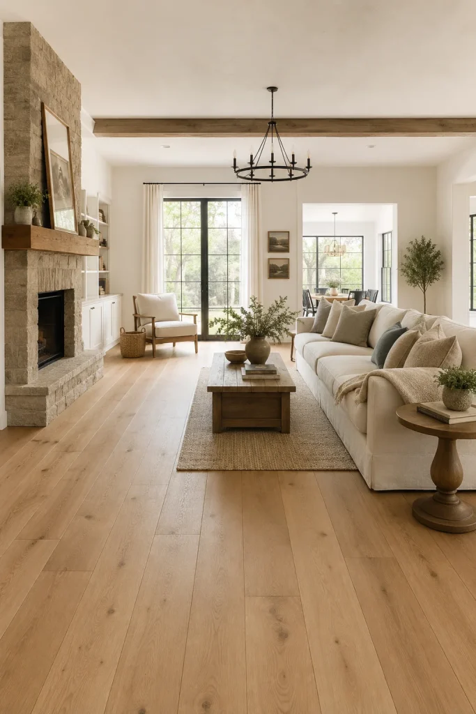Wide Plank Wood Floors That Run the Full Length