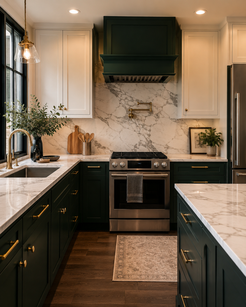 29 Modern Luxury Kitchen Ideas for Small Space Designs 16 Compact Kitchen With Bold Color Cabinets