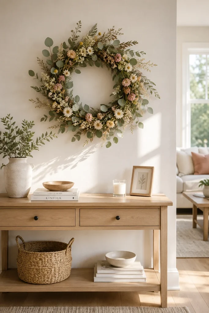 Place a Spring Wreath on the Interior Wall