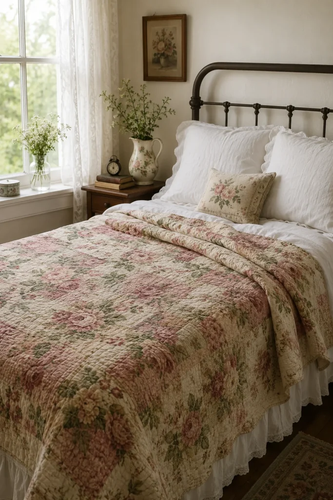  Add a Vintage Floral Quilt