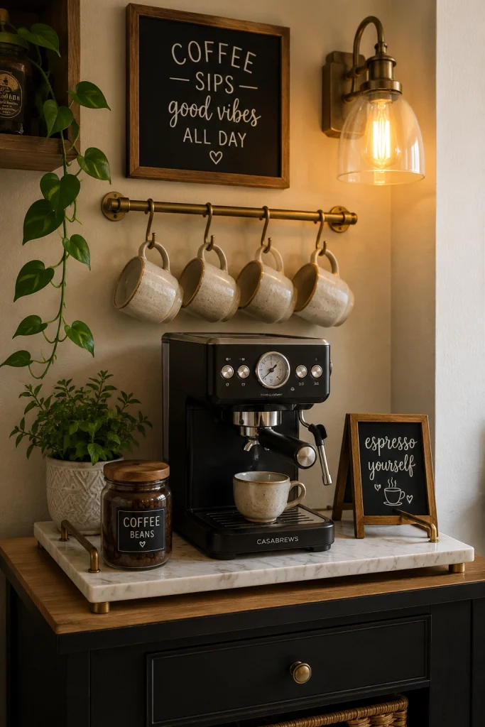 32 Best Small Galley Kitchen Remodel Ideas to Maximize Space 17 Create a Dedicated Coffee or Drink Station