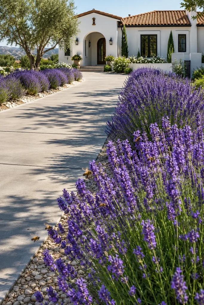 Edging with Lavender Along Driveways or Sidewalks