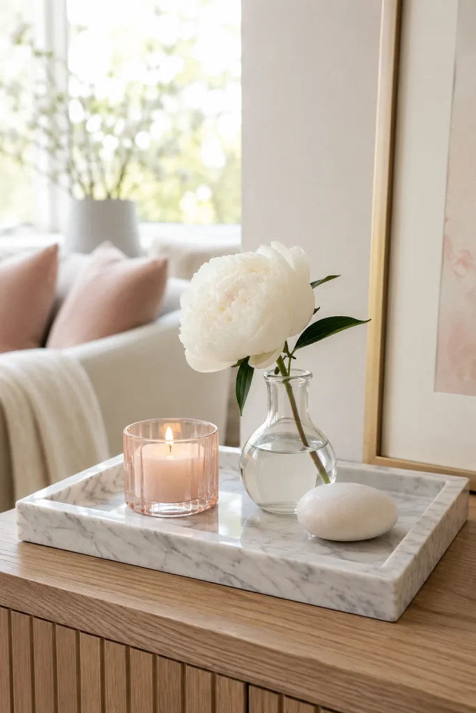 Use a Tray to Create a Styled Accent Corner