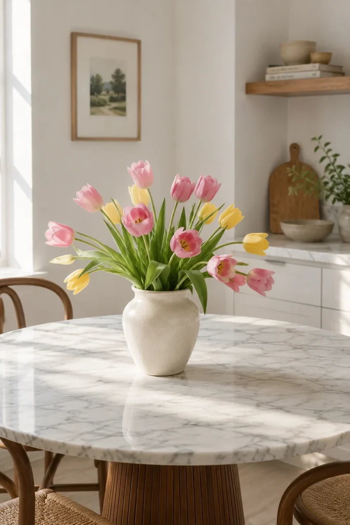 32 Spring Home Decor Ideas for a Fresh Stylish Seasonal Look 2 Bring in Fresh Flowers