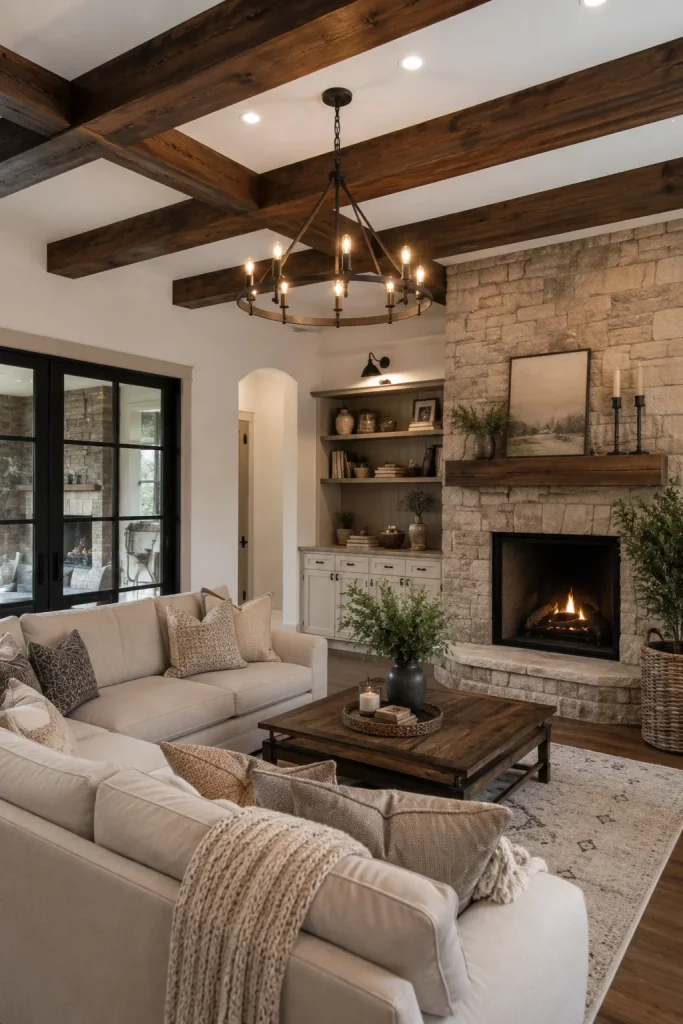 Exposed Wood Ceiling Beams for Rustic Character