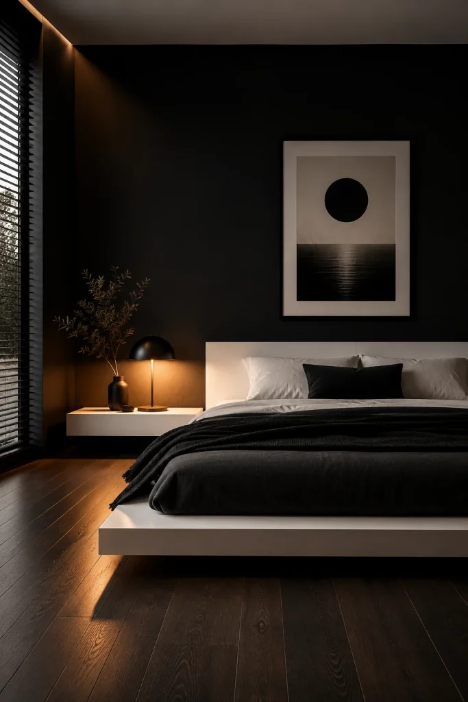 Sleek Dark Bedroom with Minimalist Design