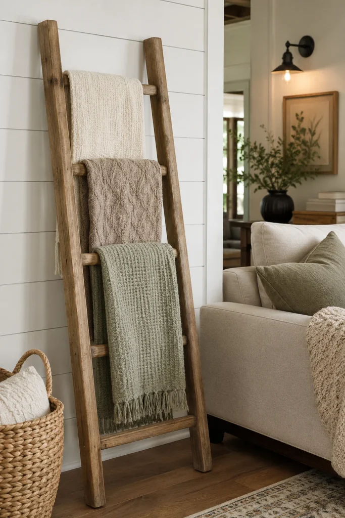 Wooden Blanket Ladder for Style and Storage