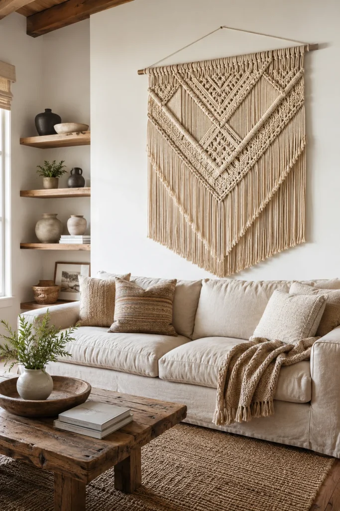 Macramé Fiber Wall Art for Handcrafted Texture