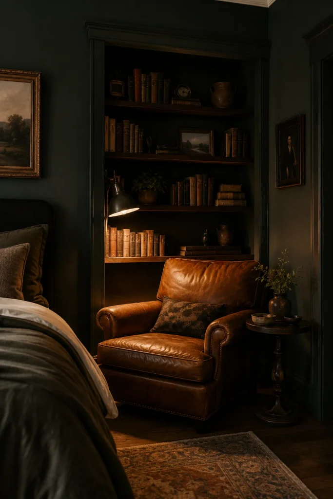 Dark Bedroom with a Reading Nook