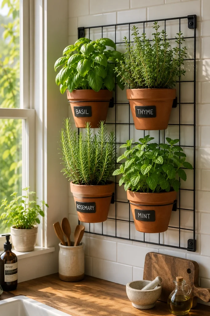 32 Best Small Galley Kitchen Remodel Ideas to Maximize Space 26 Plant a Kitchen Herb Wall for Beauty and Function