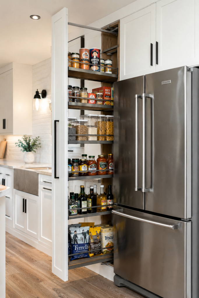 29 Modern Luxury Kitchen Ideas for Small Space Designs 26 Pull-Out Kitchen Pantry Tower