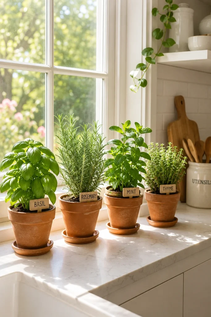 32 Spring Home Decor Ideas for a Fresh Stylish Seasonal Look 27 Bring the Garden Inside with Herbs