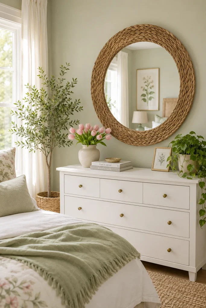 Hang a Woven Straw or Seagrass Mirror