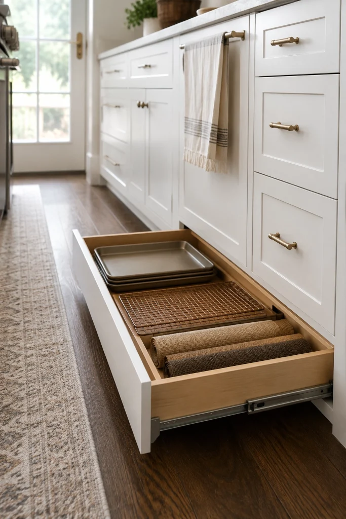 32 Best Small Galley Kitchen Remodel Ideas to Maximize Space 28 28. Add Toe-Kick Drawers Below Base Cabinets