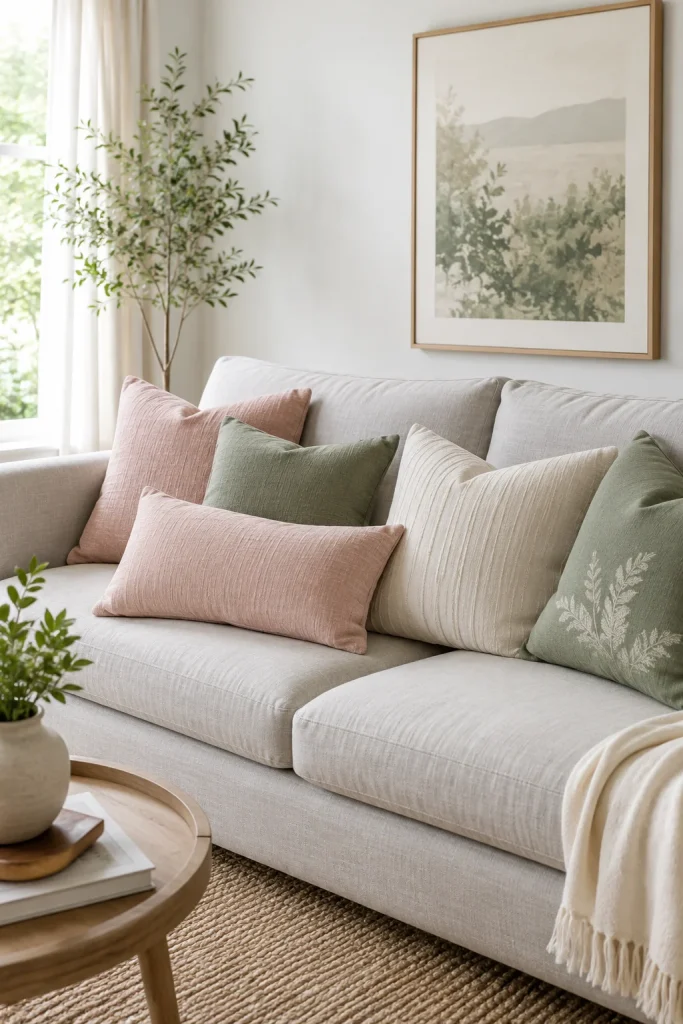 32 Spring Home Decor Ideas for a Fresh Stylish Seasonal Look 3 Add a Floral Throw Pillow