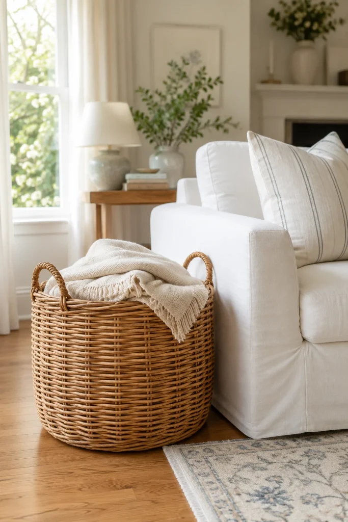 Use Woven or Rattan Baskets for Storage