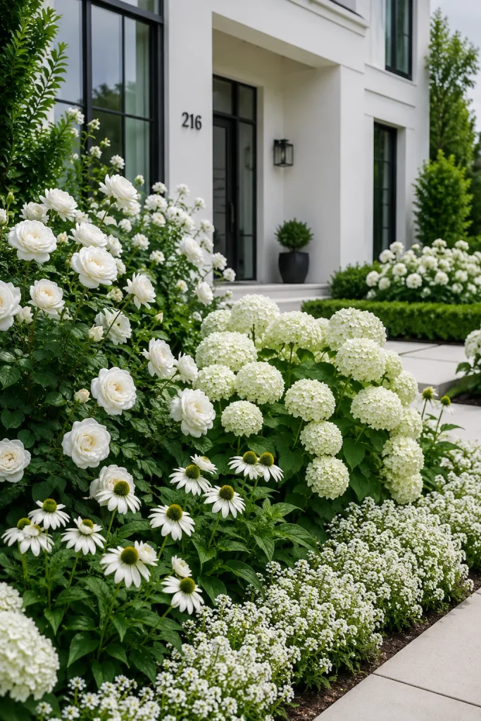  All-White Flower Garden for a Clean Modern Look