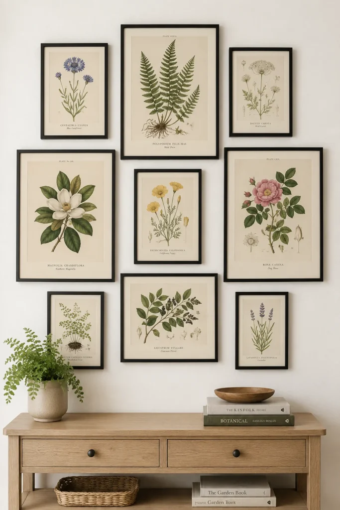 32 Spring Home Decor Ideas for a Fresh Stylish Seasonal Look 7 Create a Botanical Gallery Wall
