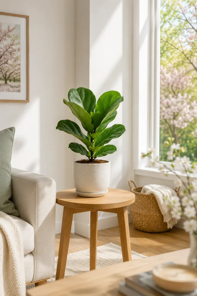  Place a Potted Indoor Plant on a Side Table