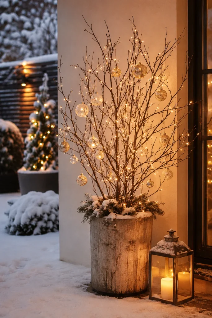 10. Lighted Christmas Ornament Tree Branches