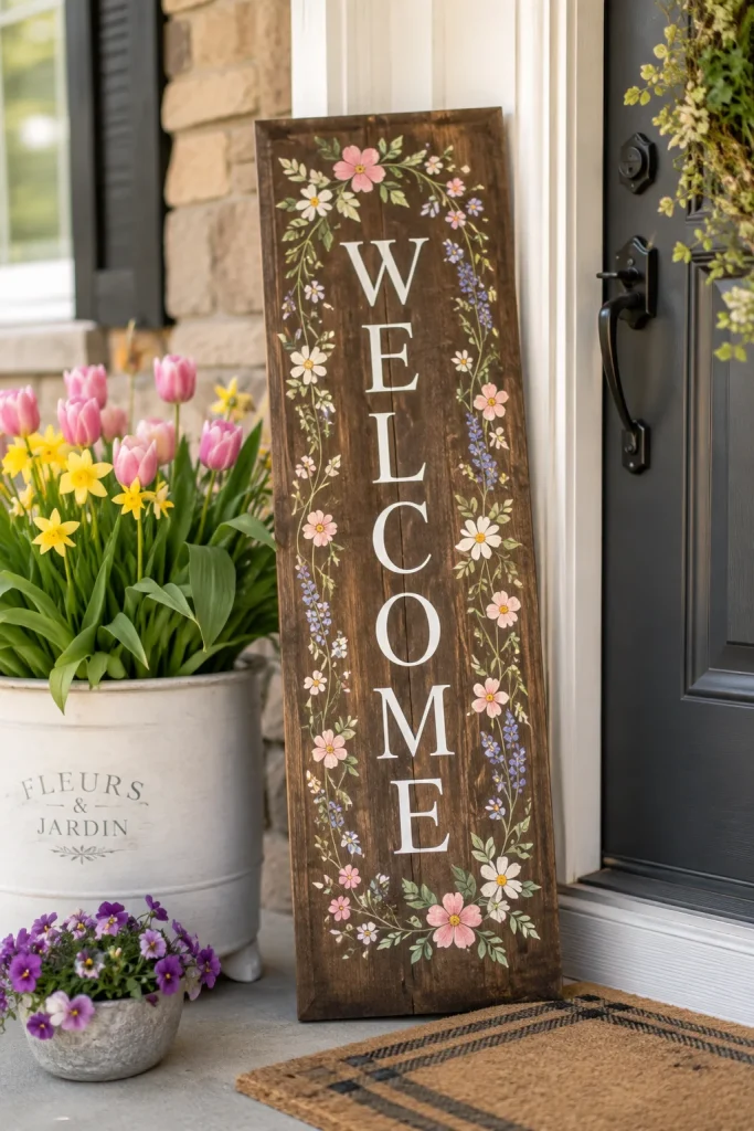 11. Spring-Themed Welcome Sign