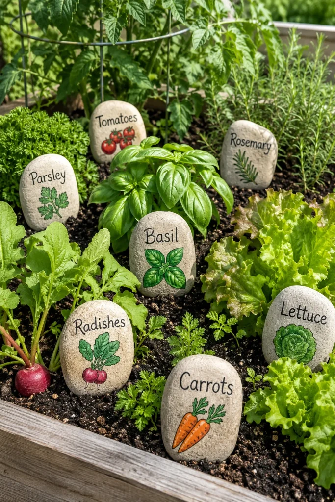 31 Creative DIY Garden Decor Ideas for Indoor & Outdoor Spaces 12 12. Painted Rock Garden Markers