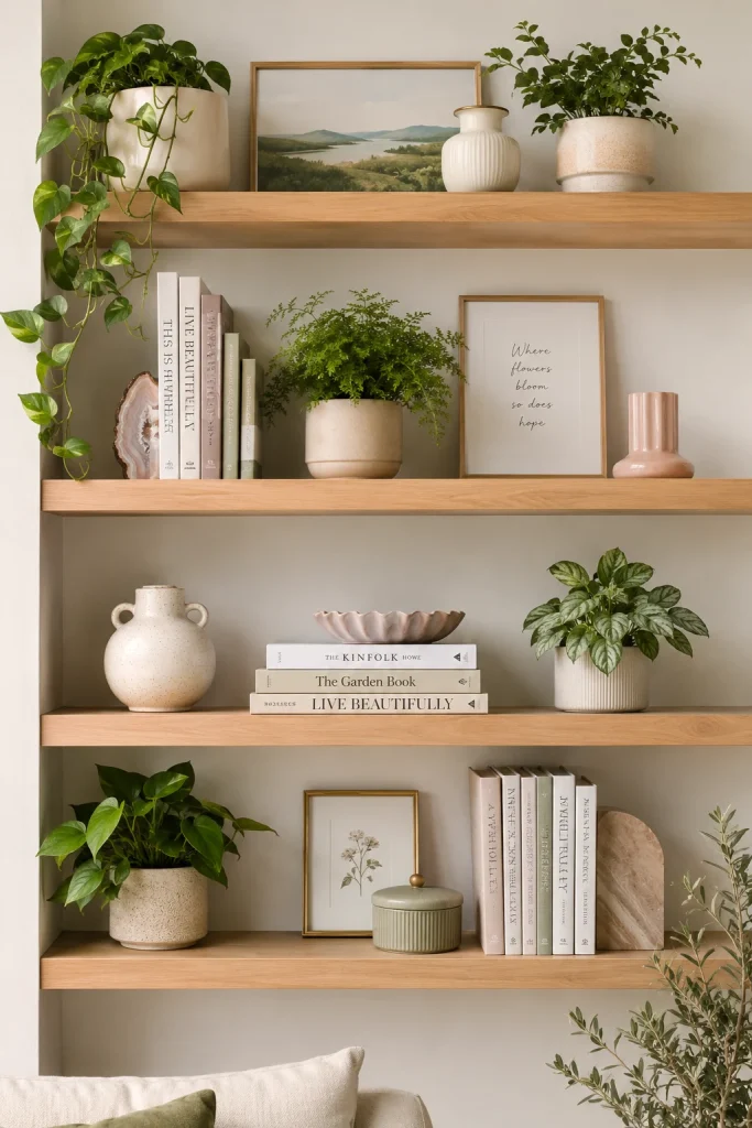Style Open Shelves with Spring Decor