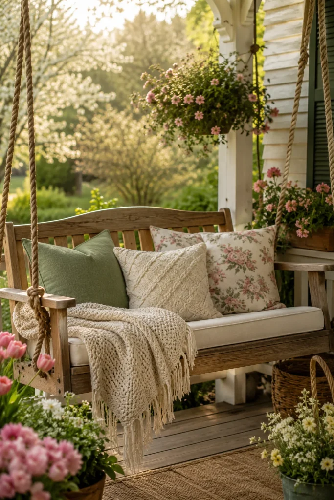 14. A Porch Swing for Relaxed Charm