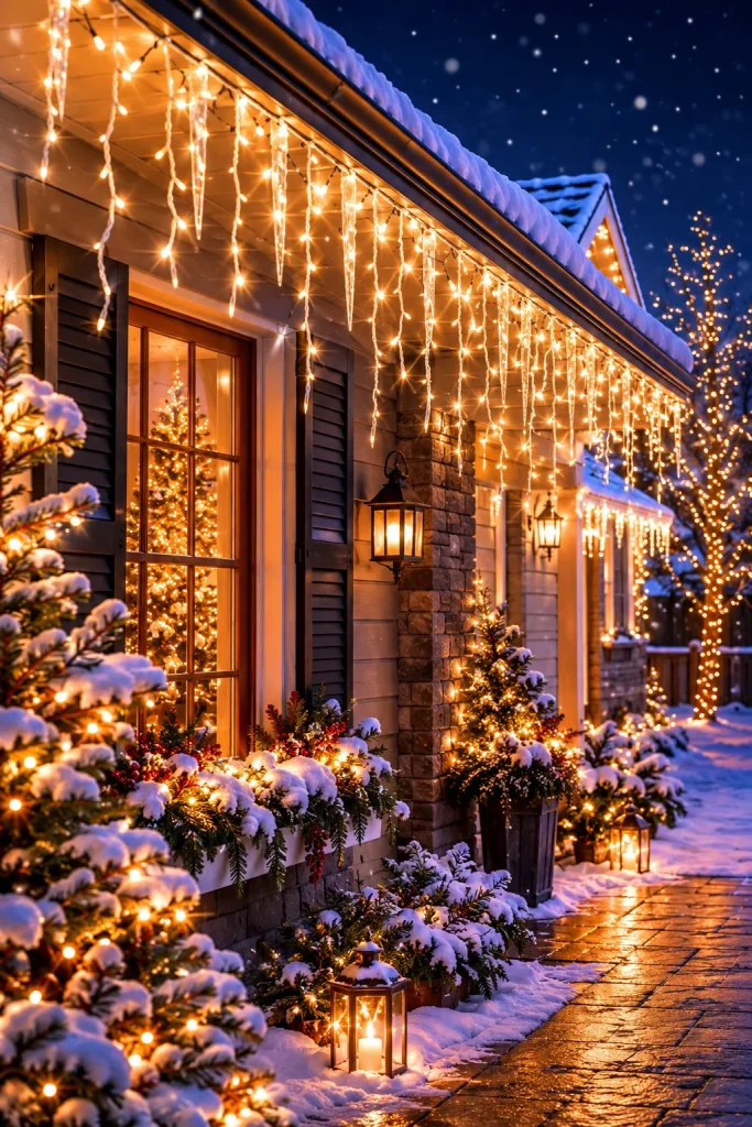 DIY Lighted Icicle Drip Lights on the Roofline