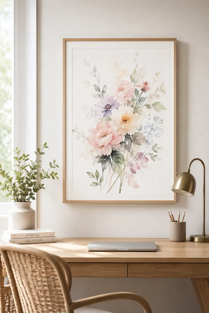 27 Spring Home Decor Ideas to Refresh Your Space in Style 18 Hang Light Floral Artwork