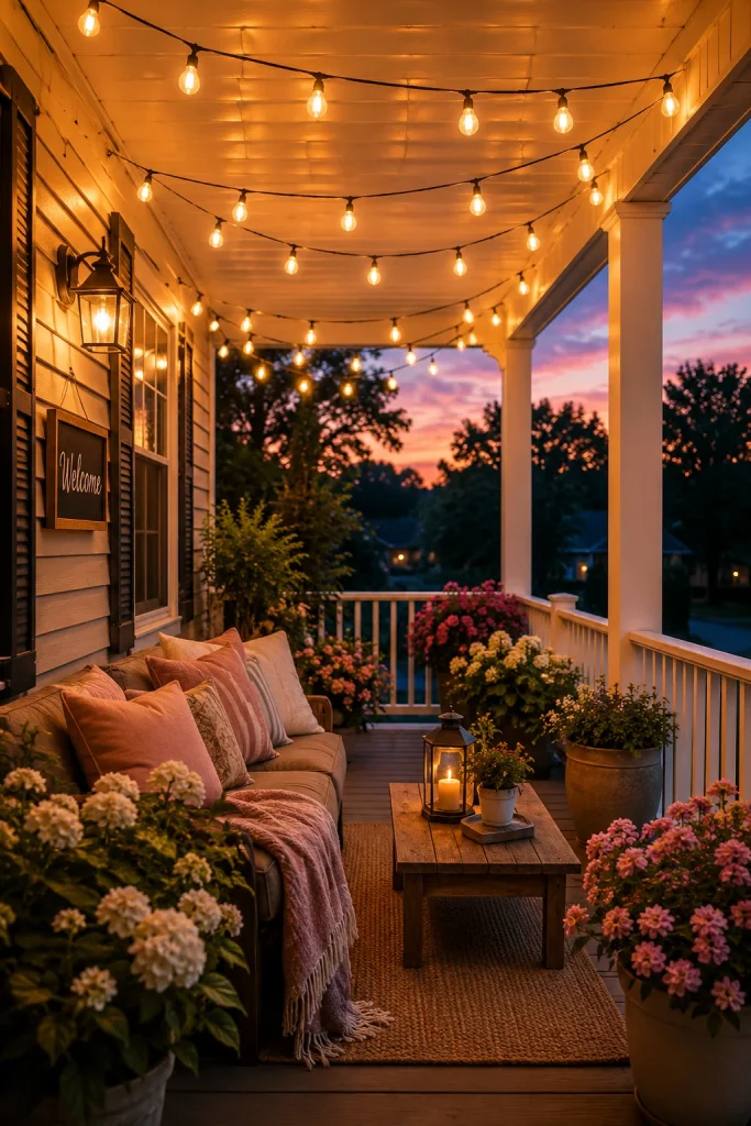 18. Hanging String Lights for Ambience