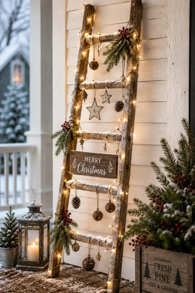  DIY Lighted Christmas Ladder Display