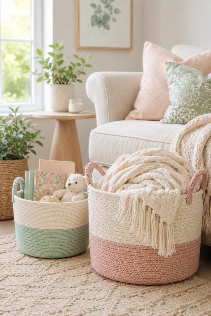 Use Pastel-Colored Storage Baskets