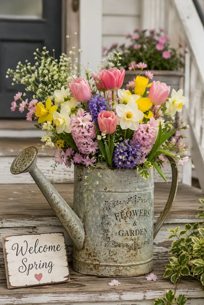 22. Vintage Watering Can Display