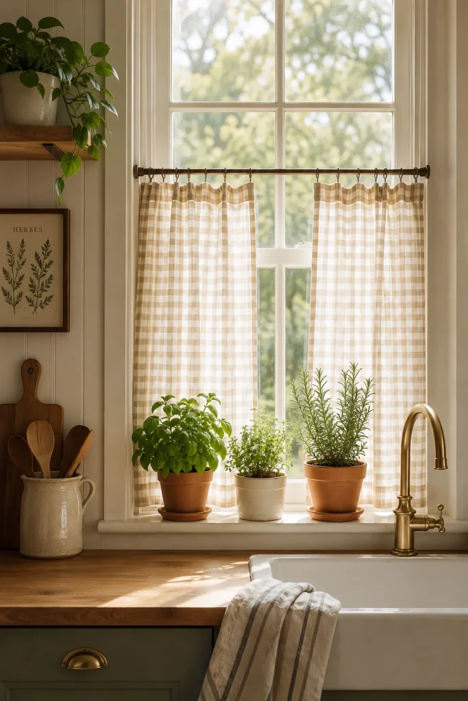 27 Spring Home Decor Ideas to Refresh Your Space in Style 23 Add Sheer Café Curtains in the Kitchen