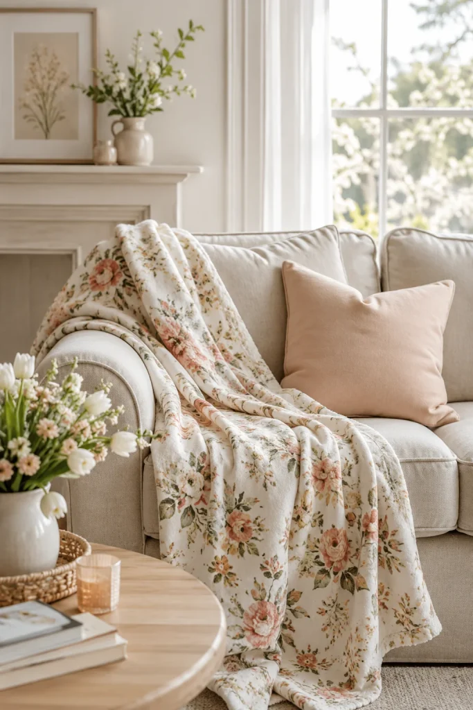 Add a Floral Throw on Your Sofa