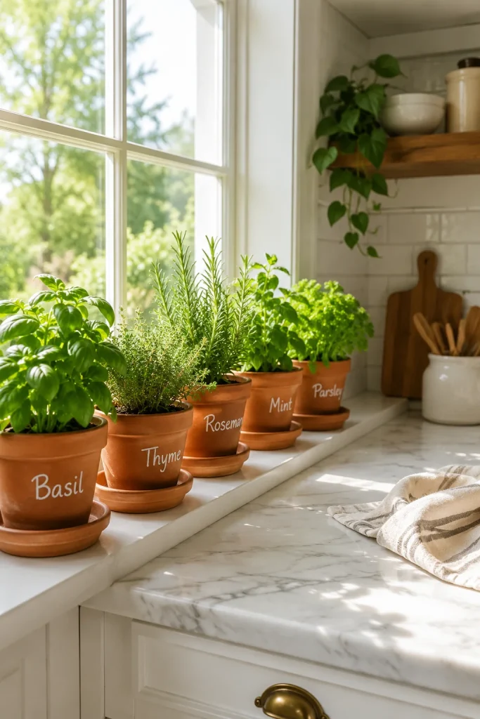 27 Spring Home Decor Ideas to Refresh Your Space in Style 25 Add Fresh Herbs to Your Kitchen Windowsill