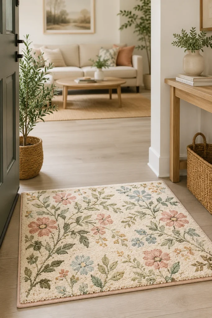 Add a Spring Door Mat by the Living Room Entrance