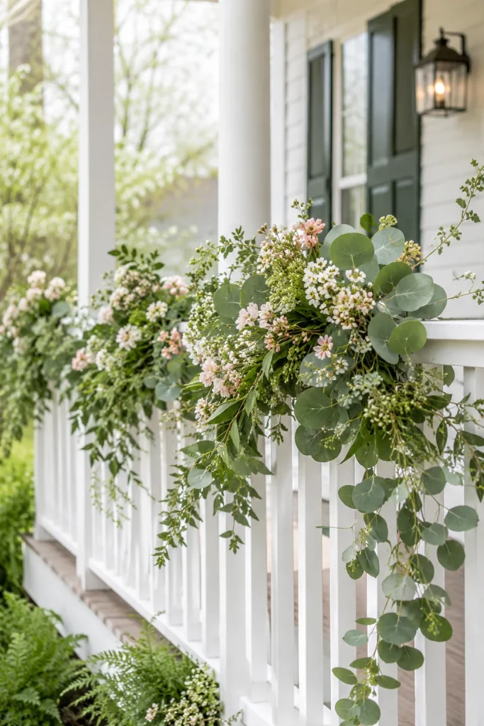 27. Greenery Garland Along the Railing 2