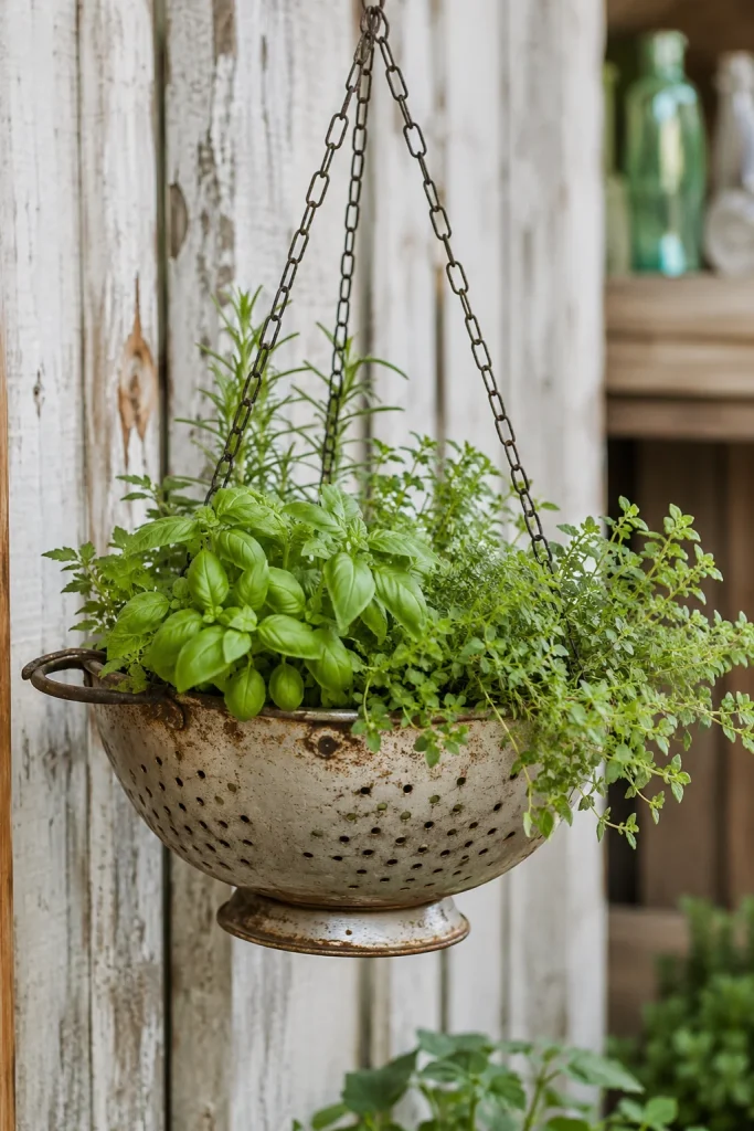 31 Creative DIY Garden Decor Ideas for Indoor & Outdoor Spaces 27 Repurposed Colander Planter