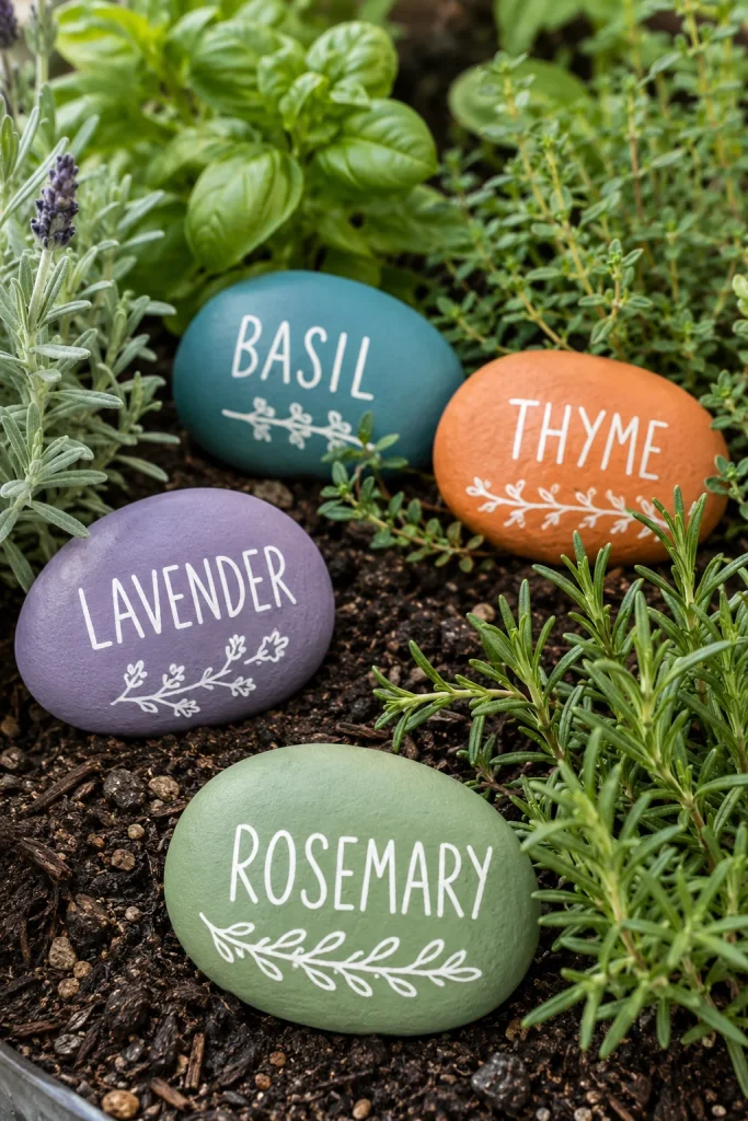 31 Creative DIY Garden Decor Ideas for Indoor & Outdoor Spaces 28 DIY Pebble Plant Markers